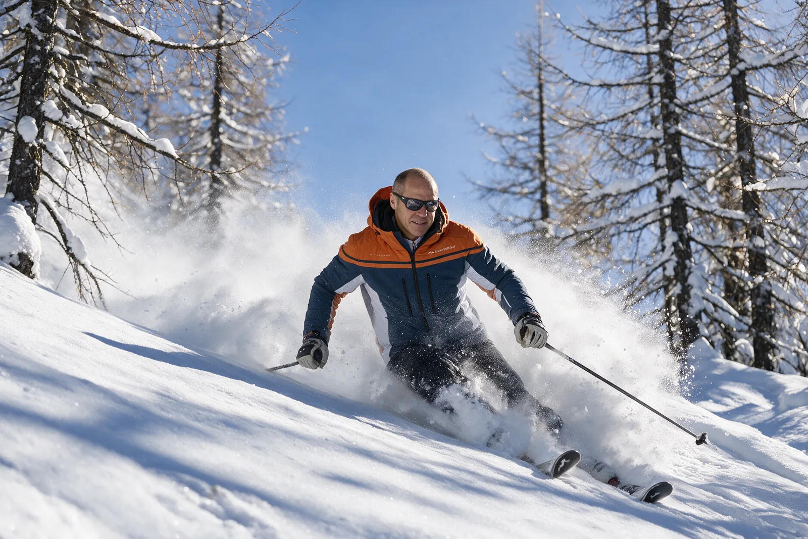VERBIER: Tiefschnee im Lärchenwald (KI-Bild)